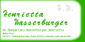henrietta wasserburger business card